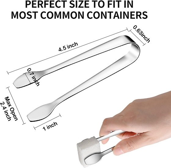 Mini Serving Tongs, Small Serving Utensils for Catering, Kitchen Tongs, Food-Grade Premium 304 Stainless Steel Tongs, (4.5" Appetizer Tongs)