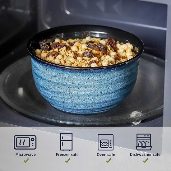 Cereal Bowl Set of 6, 20 Ounces Ceramic Soup Bowls Set for Kitchen, Suit for Cereal Soup Rice Pasta Salad Oatmeal, Microwave Safe, Navy Blue