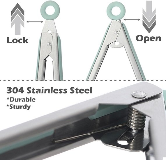 Kitchen Tongs for Cooking, 9 Inch Small Silicone Tongs, Food Grade Mini Serving Tongs with Silicone Tips, Set of 3, Green