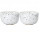 Ceramic Hand-Molded Speckled Spotted Miso | Small Soup Bowl x 2, Glossy White